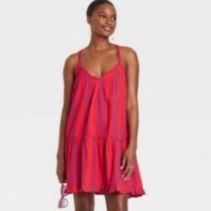 Universal Thread Black Purple Stripes Mini Ruffle Sun Dress Size XL